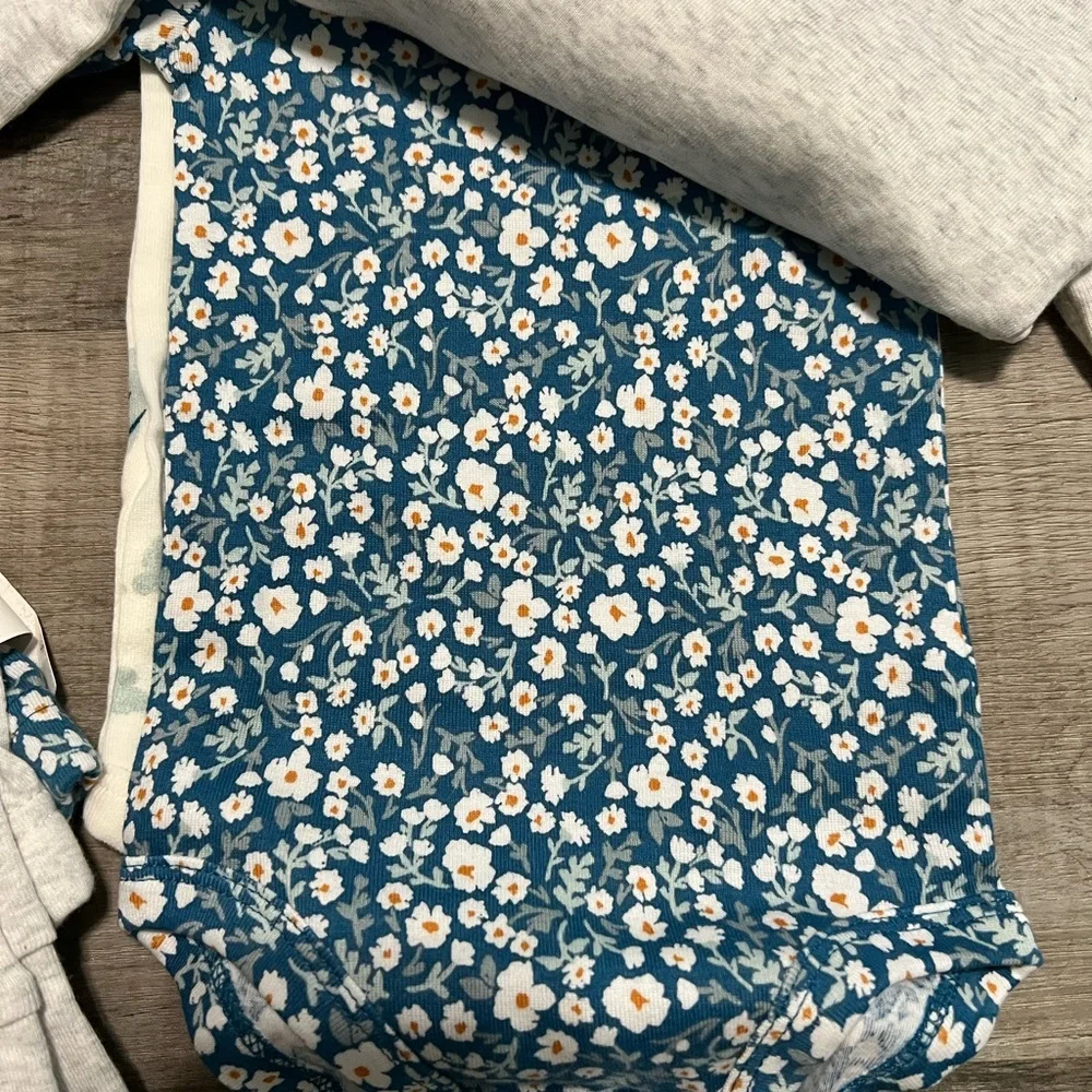 Carter's Gray and Blue Floral Bodysuit‎ Set NWT